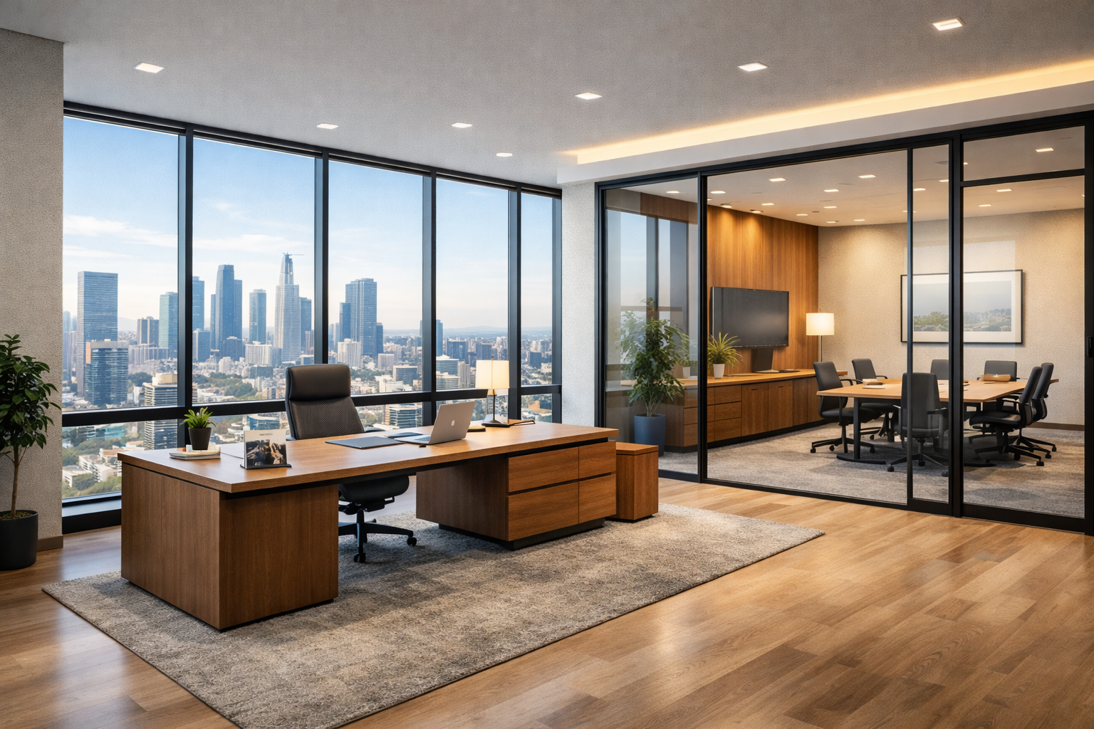 Corporate office with city views