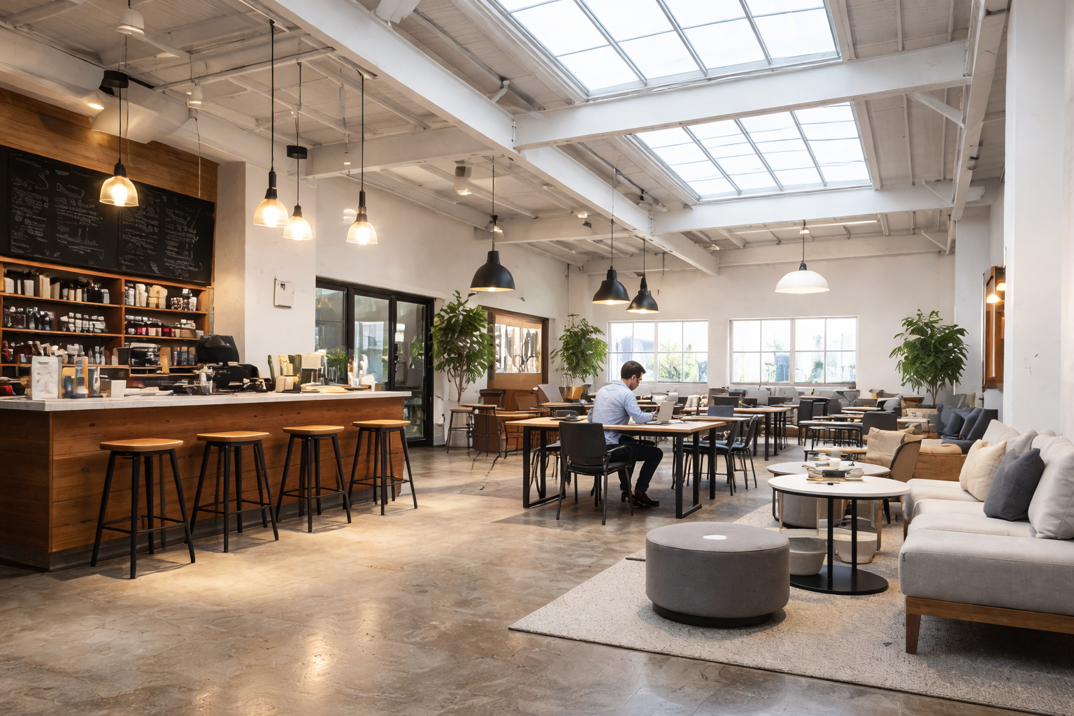 Creative office with skylights